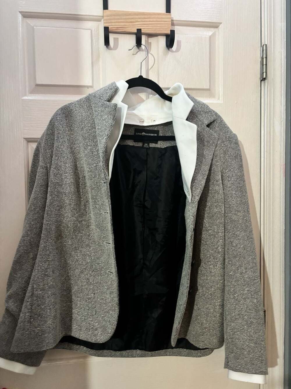 Sag Harbor Blazer And Skirt Suit Set Size 14W Grey Tweed